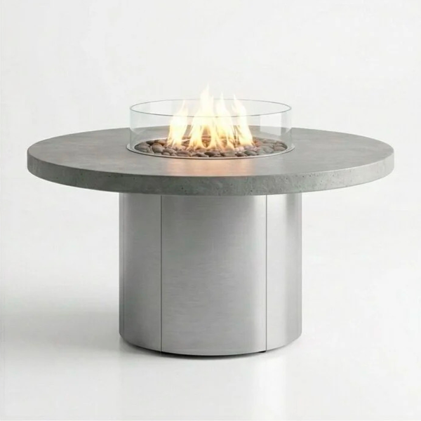 Стол - камин Непал Керамогранит, лист нержавейка, 1600 на 750